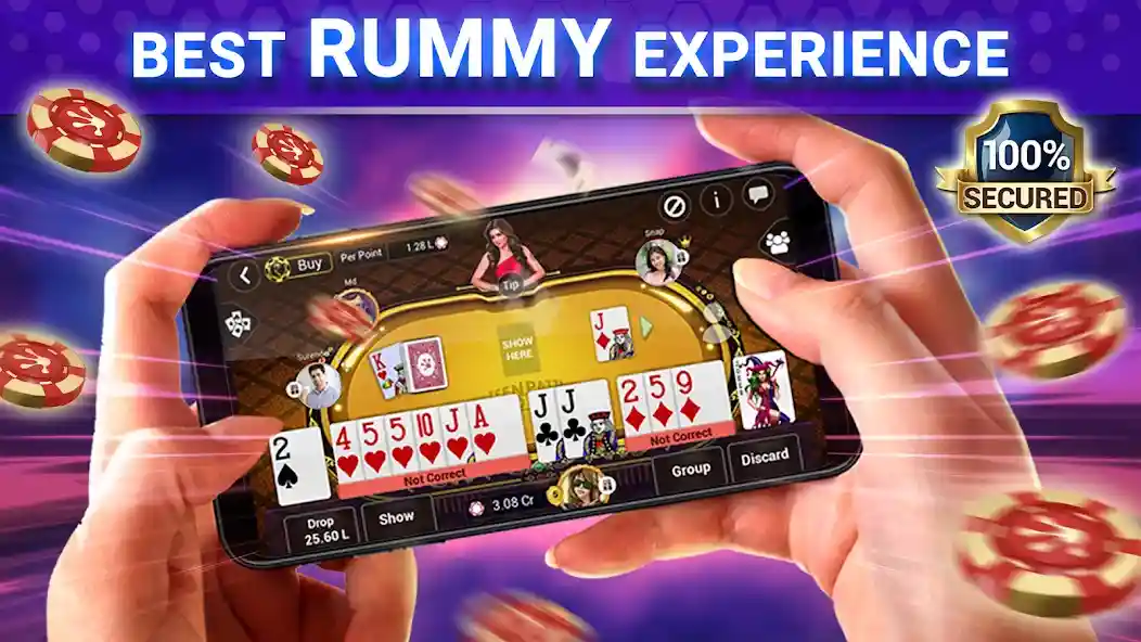 Rummy Gold 13 Card felt table UI