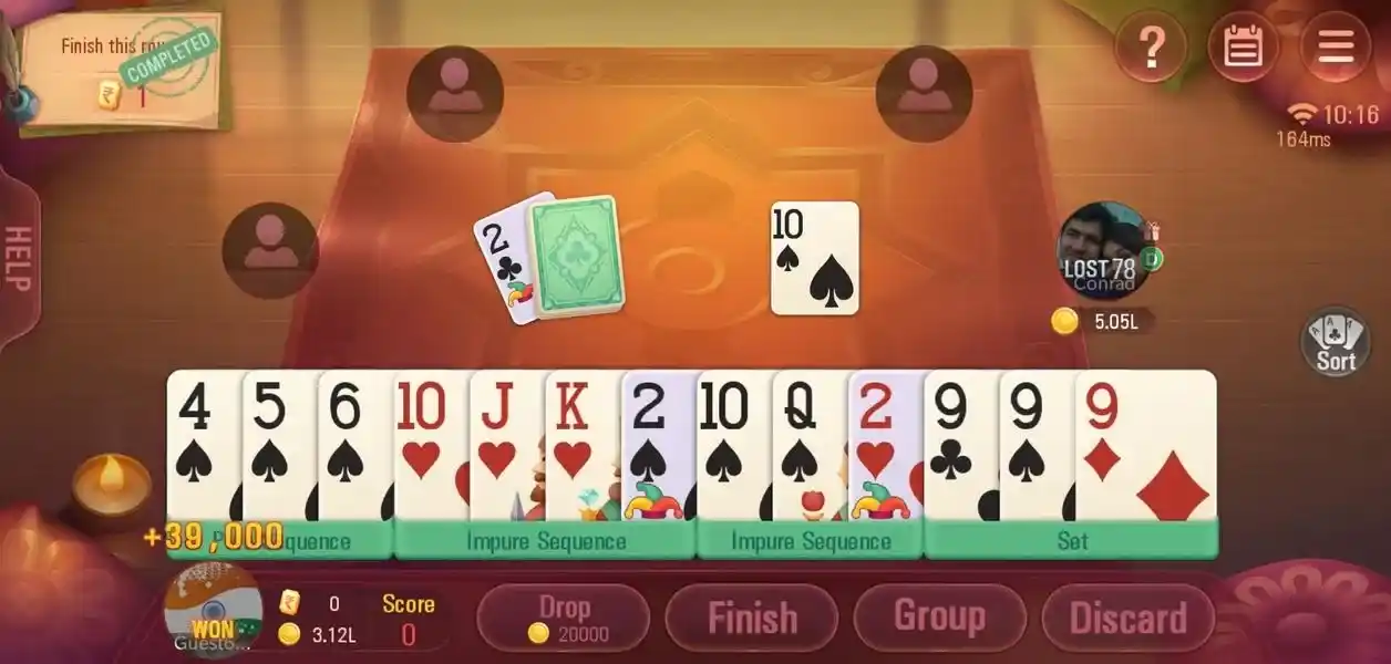 Rummy Ola Game Board Layout